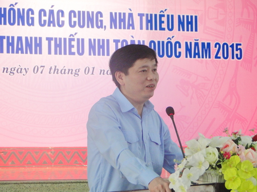 Đồng chí Nguyễn Long Hải - Bí thư Trung ương Đoàn, Chủ tịch Hội đồng Đội Trung ương phát biểu tại chương trình